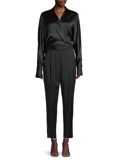 Shop Equipment Carlens Satin & Wool Jumpsuit In True Black