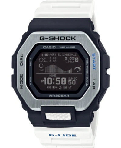 Shop G-shock Men's Connected Digital G-lide White Resin Strap Watch 46mm In White And Silver