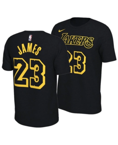 Shop Nike Lebron James Los Angeles Lakers City Edition T-shirt, Big Boys (8-20) In Black