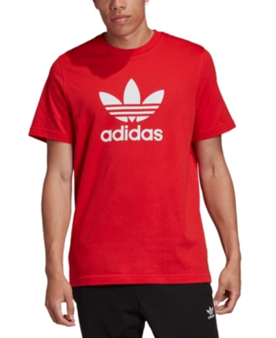 Shop Adidas Originals Adidas Men's Originals Trefoil Tee In Lush Red/white