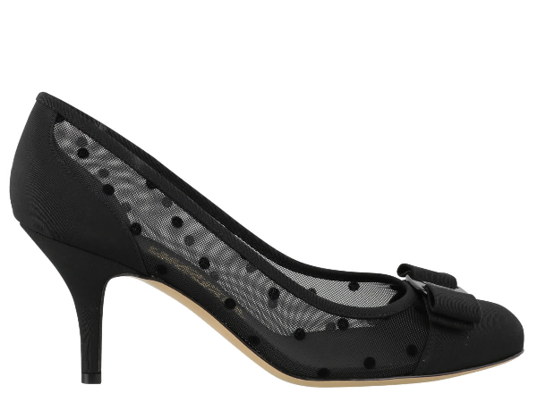 salvatore ferragamo vara dots mesh pumps