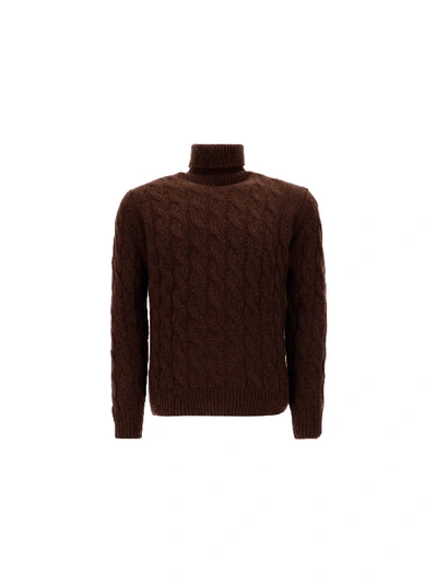 Shop Lardini Turtleneck Sweater In Brown