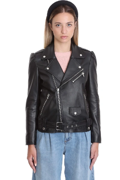 Shop Red Valentino Leather Jacket In Black Leather