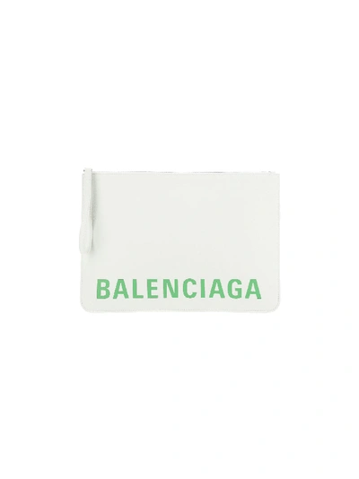 Shop Balenciaga Pouch In White/l Light Green
