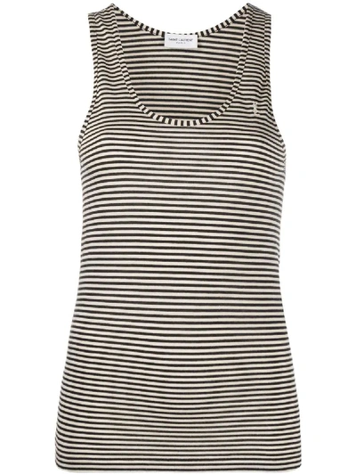 Shop Saint Laurent Black And White Horizontal Striped Tank Top