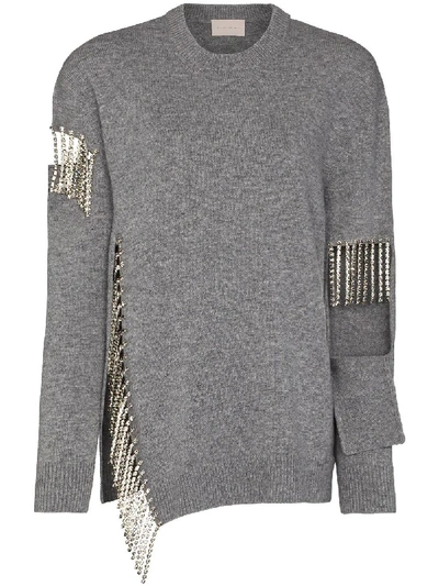 Shop Christopher Kane Cutout Cupchain Sweater Grey Marl