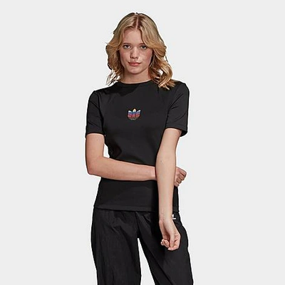 Shop Adidas Originals Adidas Women's Originals Adicolor 3d Trefoil Slim T-shirt In Black