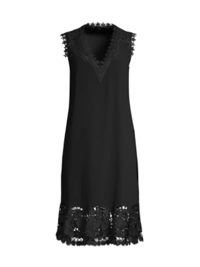 Shop Kobi Halperin Donna Lace Trim Sleeveless Midi Dress In Black