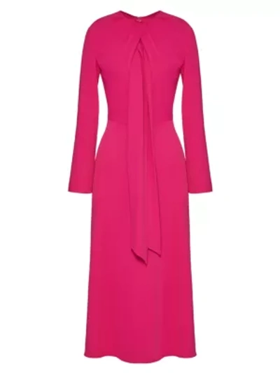 Shop Valentino Scarf Crepe Midi Dress In Shocking Pink
