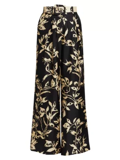 Shop Zimmermann Ladybeetle Wide-leg Silk Trousers In Black Eye Print