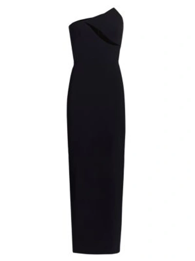 Shop Brandon Maxwell Strapless Cutout Column Gown In Black