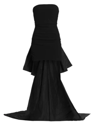 Shop Cinq À Sept Zoe Strapless High-low Gown In Black
