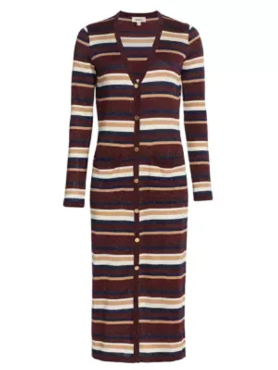 Shop L Agence Lurex Striped Cardigan In Brown Multi