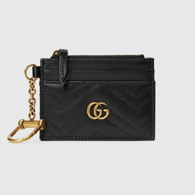 Shop Gucci Gg Marmont Keychain Wallet In Black