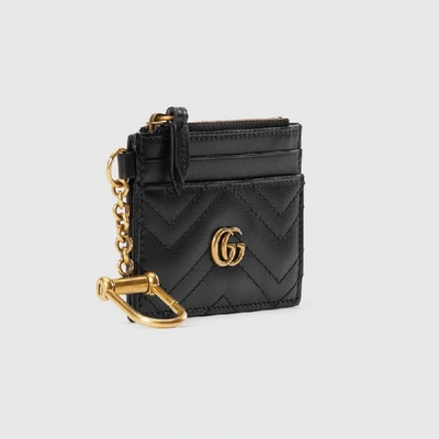 Shop Gucci Gg Marmont Keychain Wallet In Black