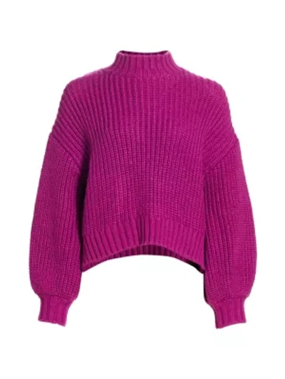 Shop Cinq À Sept Haillie Long Puff-sleeve Sweater In Petunia