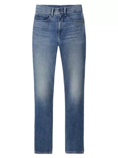 Shop Lafayette 148 Reeve High-rise Straight Ankle Jeans In Faded Skyline