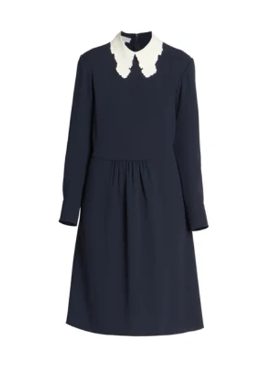 Shop Chloé Lace Collar Shift Dress In Stormy Night