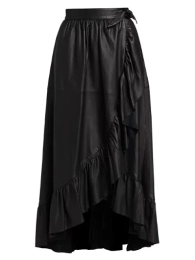Shop Zimmermann Ladybeetle Leather Wrap Midi Skirt In Black