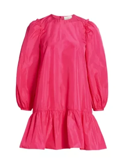 Shop Cinq À Sept Jackie Puff-sleeve Mini Dress In Pink Azalea
