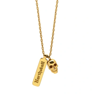 Shop Northskull Atticus Skull Tag Necklace In Gold