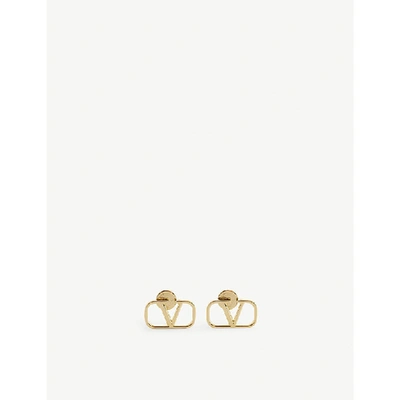 Shop Valentino Logo 18ct Gold Stud Earrings