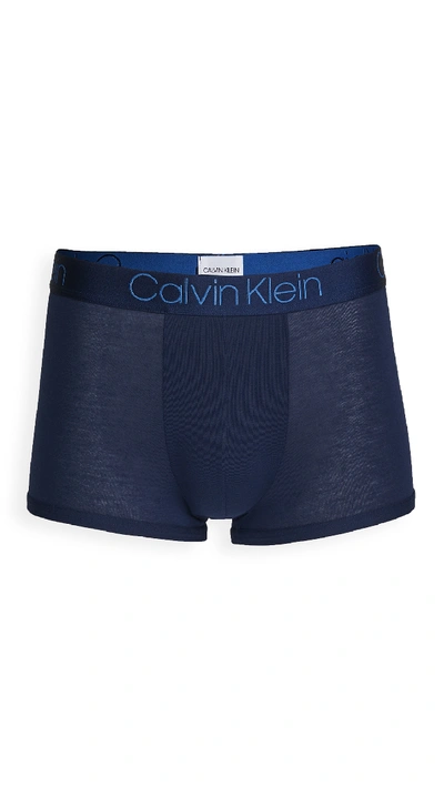 Shop Calvin Klein Underwear Ultra Soft Modal Trunks In Blue Shadow