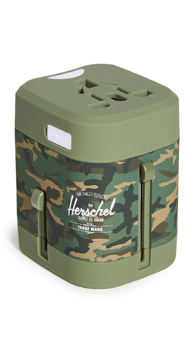 Shop Herschel Supply Co Travel Adapter In Woodland Camo