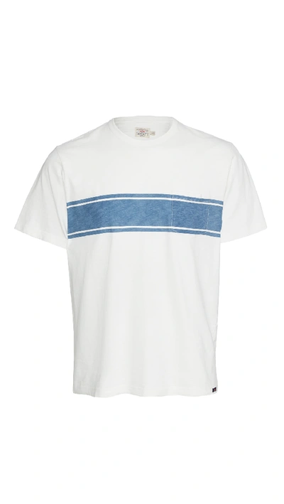 Shop Faherty Pocket Tee In White Surf Stripe