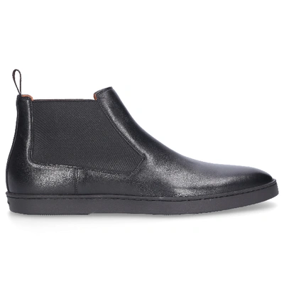 Shop Santoni Chelsea Boots 15239 Calfskin In Black