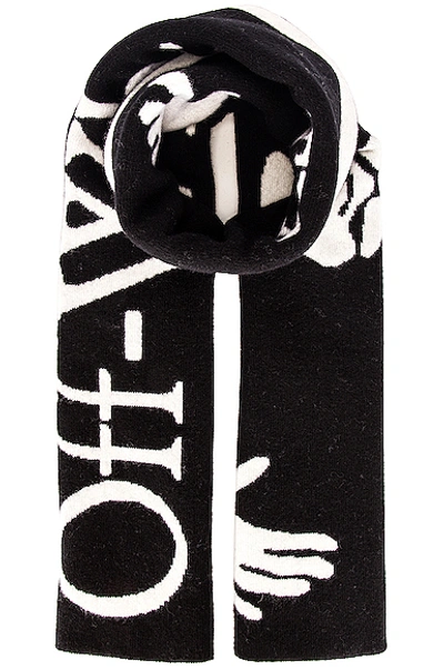Shop Off-white Logo Felted Wool Scarf In Black & White