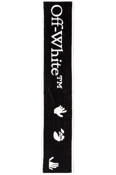 Shop Off-white Logo Felted Wool Scarf In Black & White