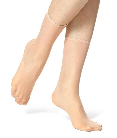 Shop Hue Super Sleek Sheer Ankle Socks In Natural