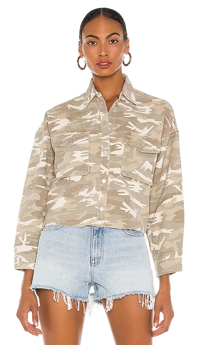 Shop Allsaints Sol Shirt Jacket In Camouflage Cream