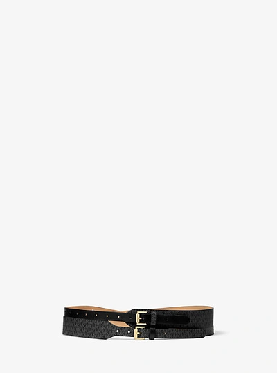 Shop Michael Kors 3-in-1 Logo And Smooth Belt In Black