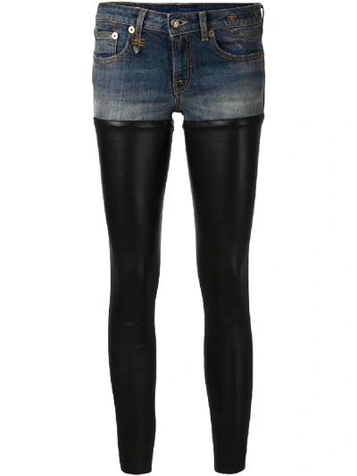 Shop R13 Leather Panel Skinny Jeans In Blue