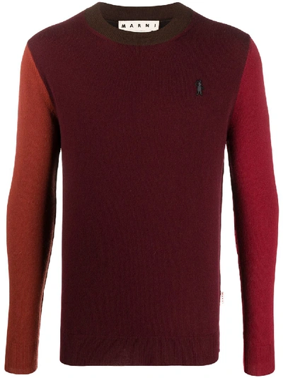 Shop Marni Logo Knitted Jumper In Red