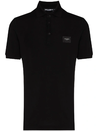 Shop Dolce & Gabbana Logo Plaque Polo Shirt In Black