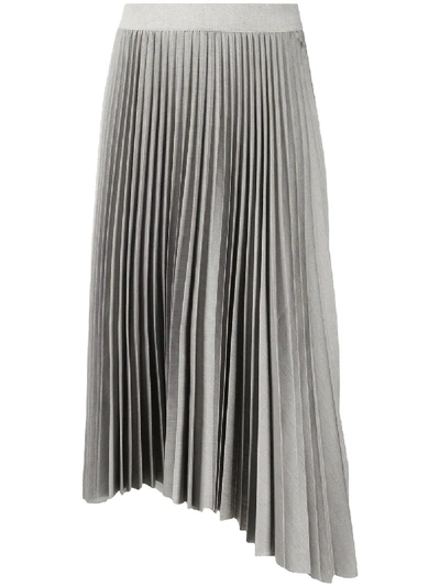 Shop Fabiana Filippi Asymmetric Pleated Midi Skirt In Grey