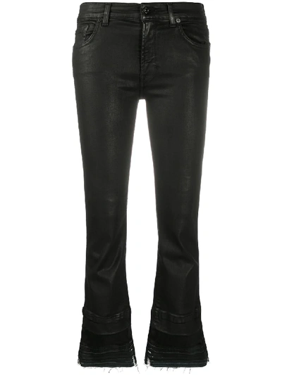 Shop 7 For All Mankind Raw Cuffs Skinny Jeans In Black