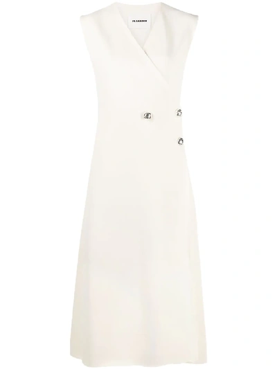 Shop Jil Sander Virgin Wool Mix Slouch Tuxedo Dress In White