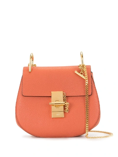 Shop Chloé Mini Drew Shoulder Bag In Orange