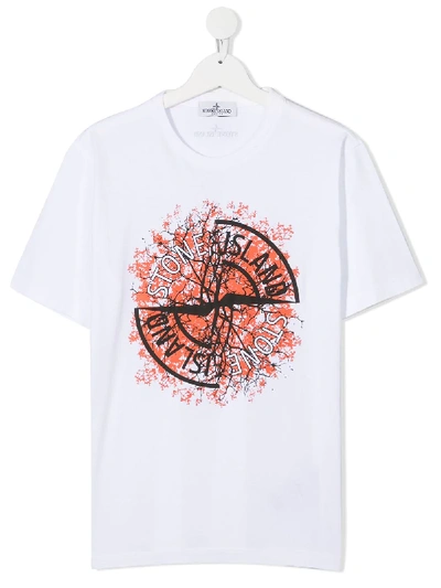 Shop Stone Island Junior Teen Logo Print T-shirt In White