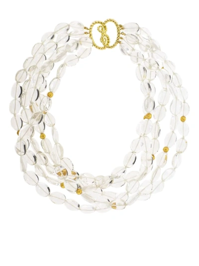 Shop Verdura 18kt Yellow Gold Crystal Torsade Bead Necklace In Ylwgold