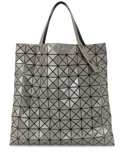 Shop Bao Bao Issey Miyake Geometric Patterned Engraved Logo Shopper Tote Bag In Grey