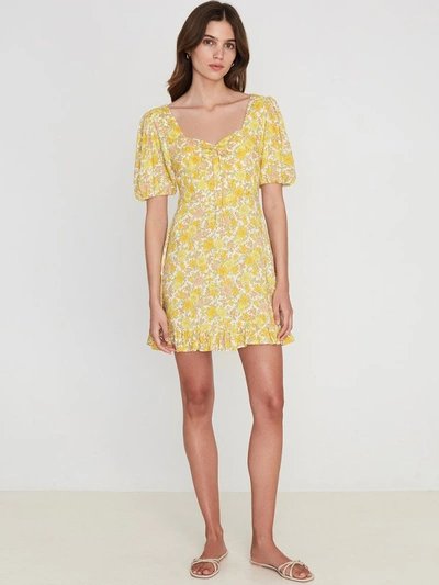 Shop Faithfull The Brand Agathe Puff Sleeve Mini Dress - S - Also In: Xs, Xxl, L, M, Xl In Yellow