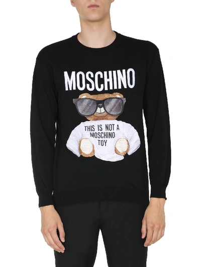 Shop Moschino Crew Neck Sweater In Nero