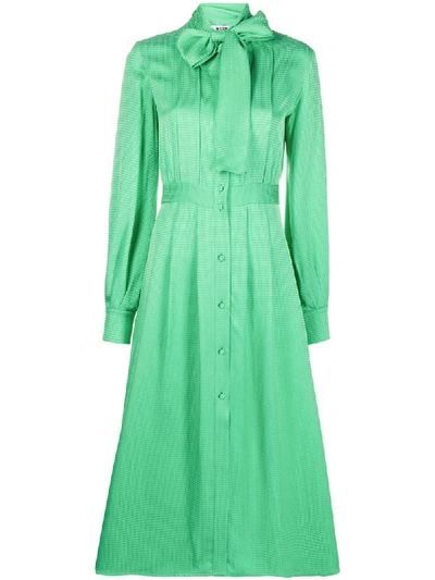 Shop Msgm Houndstooth-print Shirt Dress In Green