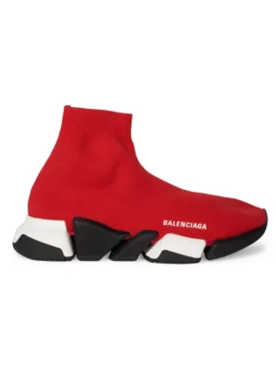 Shop Balenciaga Speed 2.0 Sneakers In Red Black