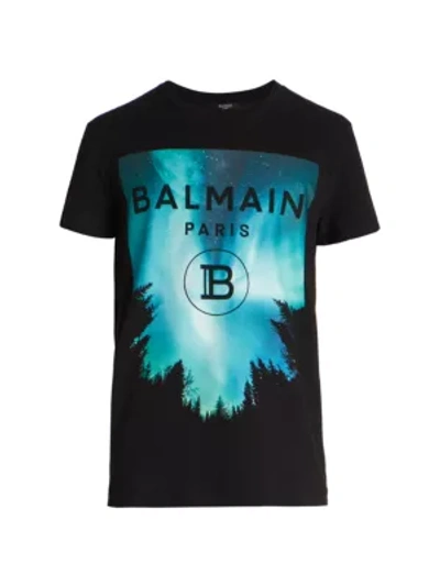 Shop Balmain Screen-print Logo T-shirt In Black Multi